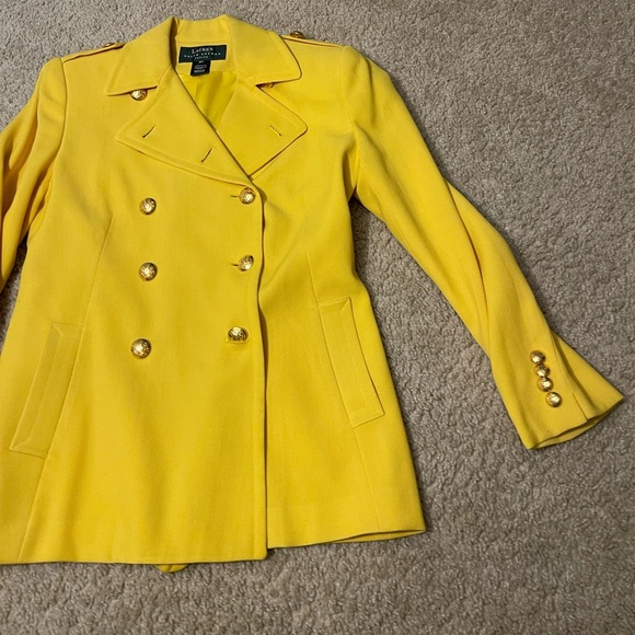 Lauren Ralph Lauren Women’s Yellow Wool Riding Blazer Jacket Sz 6P Made in USA - Picture 3 of 14